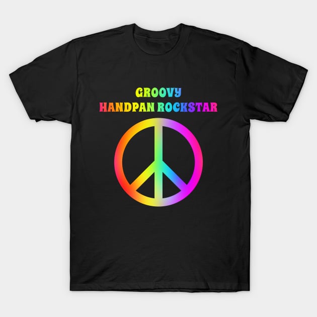 Groovy Handpan Player Peace Halloween Party Retro Vintage T-Shirt by coloringiship